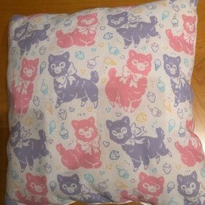 Pink and purple llama pillow. 13 in x 13 in